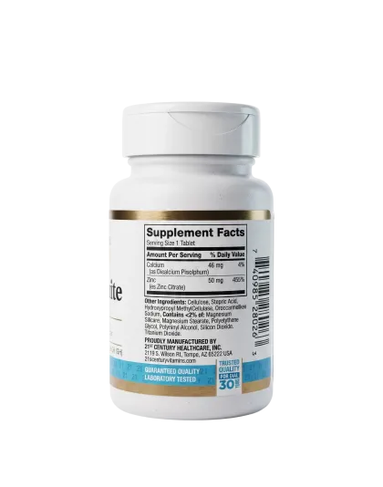 21st Century Zinc Citrate 50 mg (60 Tablets)
